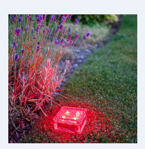 Red Outdoor LED Solar Ice Rock Crystal Glass Landscape Path Lights