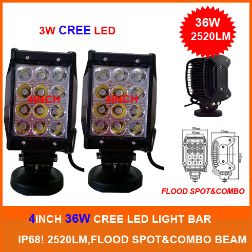 4inch 36W CREE LED Work Light, Spot Flood, LED Driving Light 2520LM