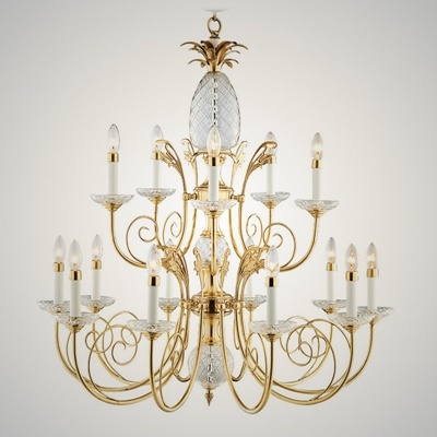 Decorative Solid Brass and Cut Crystal Chandelier