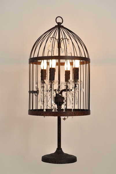 Decorative Iron Birdcage Table Lamp (MT2001-4LRR)