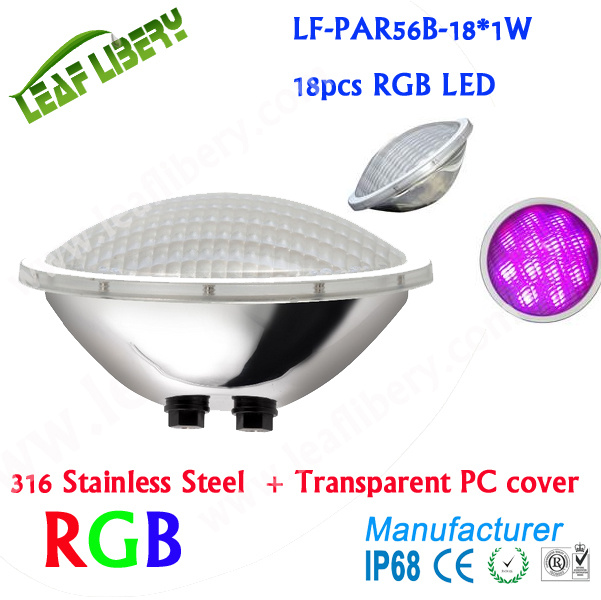 Lf-PAR56b-18*1W LED Stainless LED Pool Light Underwater Light IP 68 PAR56 12V