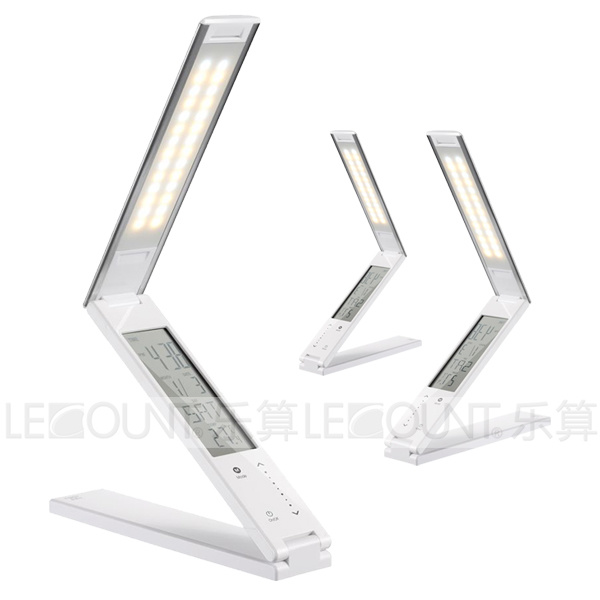 Aluminium Alloy Shell Foldable LED Table Lamp with 3-C Temperature Modes and LCD Calendar (LTB768)