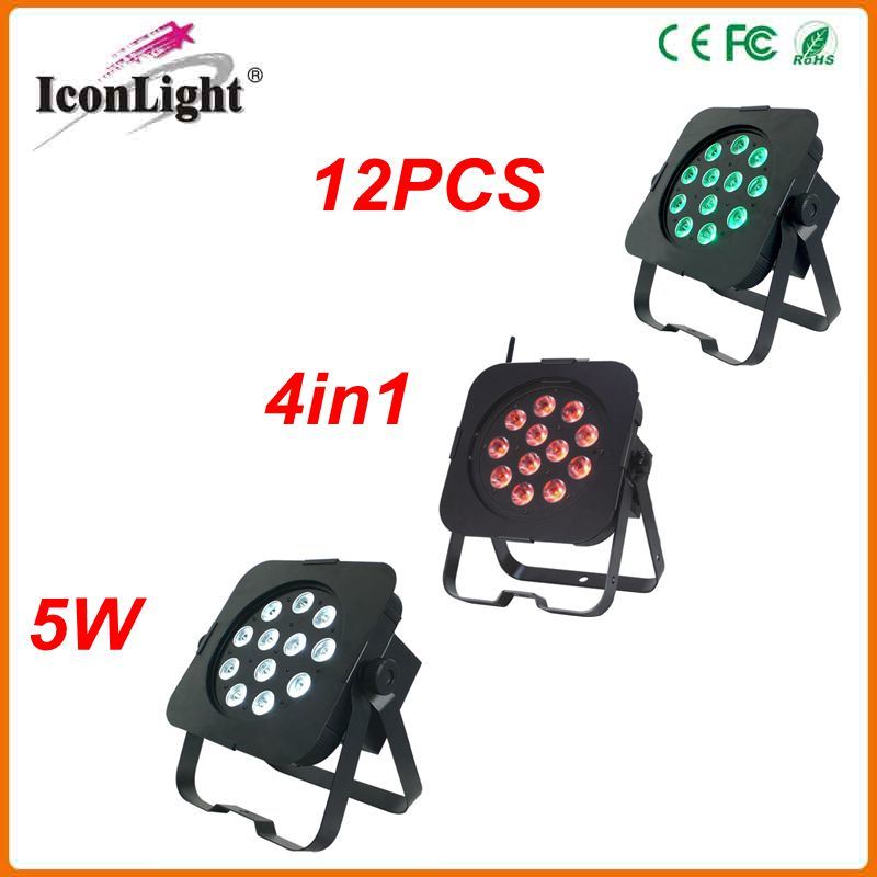Battery Remote 12*4in1 5W RGBW Flat LED PAR Light (ICON-A034)