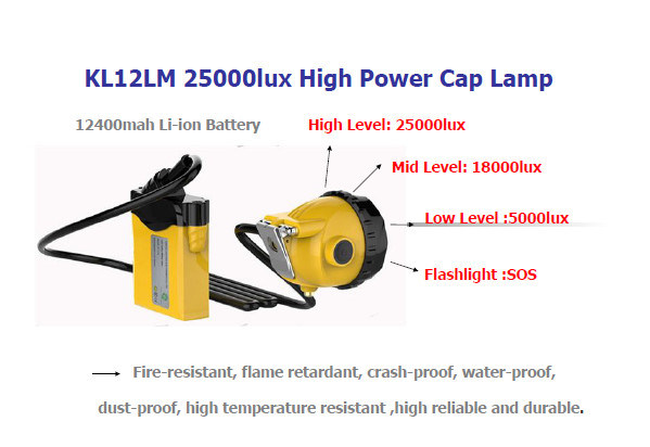 Kl12lm 25000lux Mining Caplamp, 3 Levels Lighting