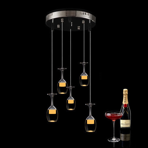 Wine Glass Style Chandelier Hanging Single Head Metal LED Ceiling Light