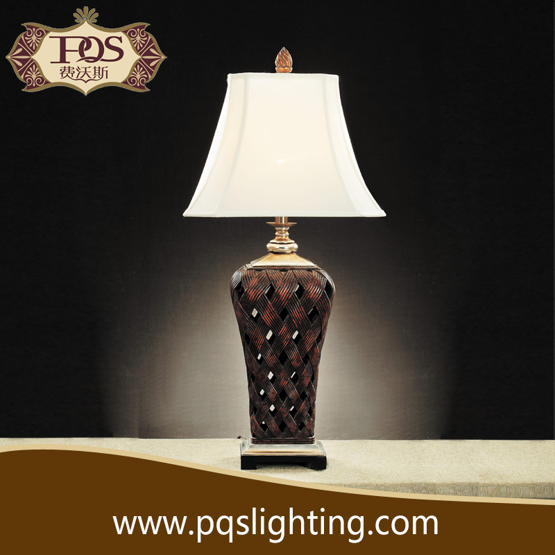 Red Traditional Resin Table Lamp with White Shade