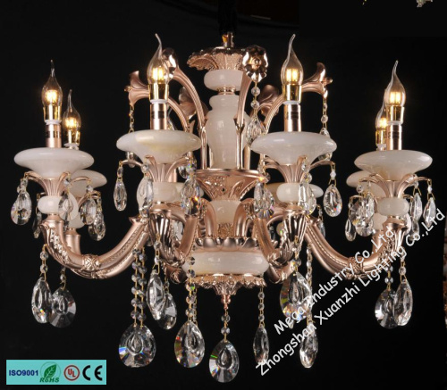 Crystal Lamp Jade and Crystal Candle Chandelier (6508-8)