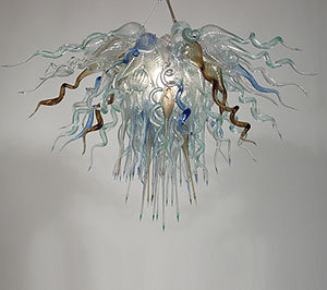 Modern Art Chain Hanging LED Chandelier Murano Glass Icicle Light