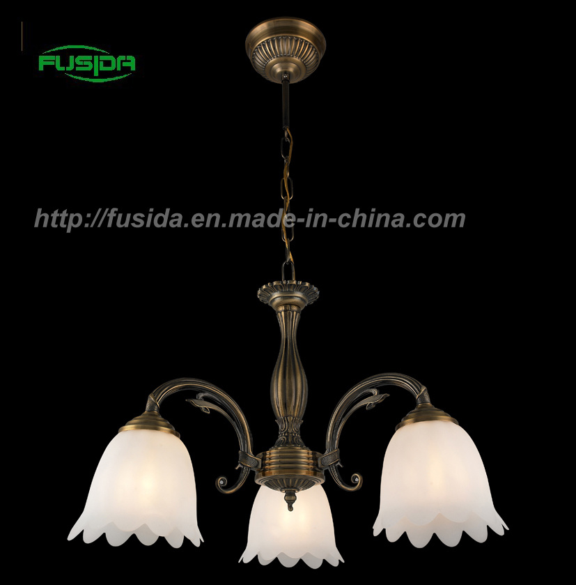 2013 Popular Die-Casting Chandelier with Glass (D-8105/3)