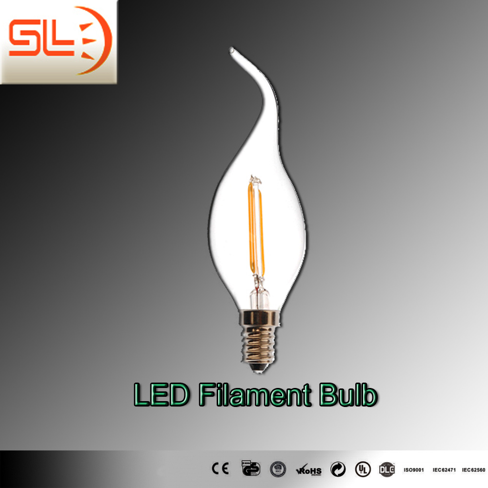 LED Filament Bulb Light, Candle Light, 2W E14