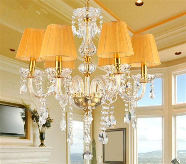 Warm and Sweet 6 Candle Crystal Chandelier for Home Decoration