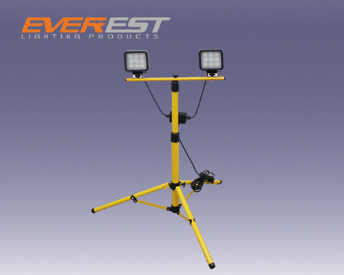 Double LED Work Light With Tripod Used as Industrial Lighting