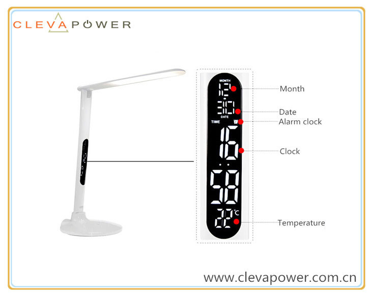 Touch Sensitive Control Eye Protection LED Table Lamp with Calendar, Temperature and Alarm Clock Function
