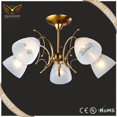 antique french gold metal white glass ceiling light (MX95046)