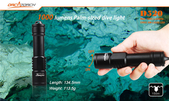 CREE Xm-L2 (U3) Palm-Sized Diving Light with Mechanically Rotary Switch