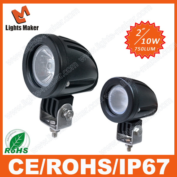 Lml-0410y 10W LED Round Work Light CREE LED Chip Spot Flood Beam 2'' 6500k Motorcycle LED Work Light for Car