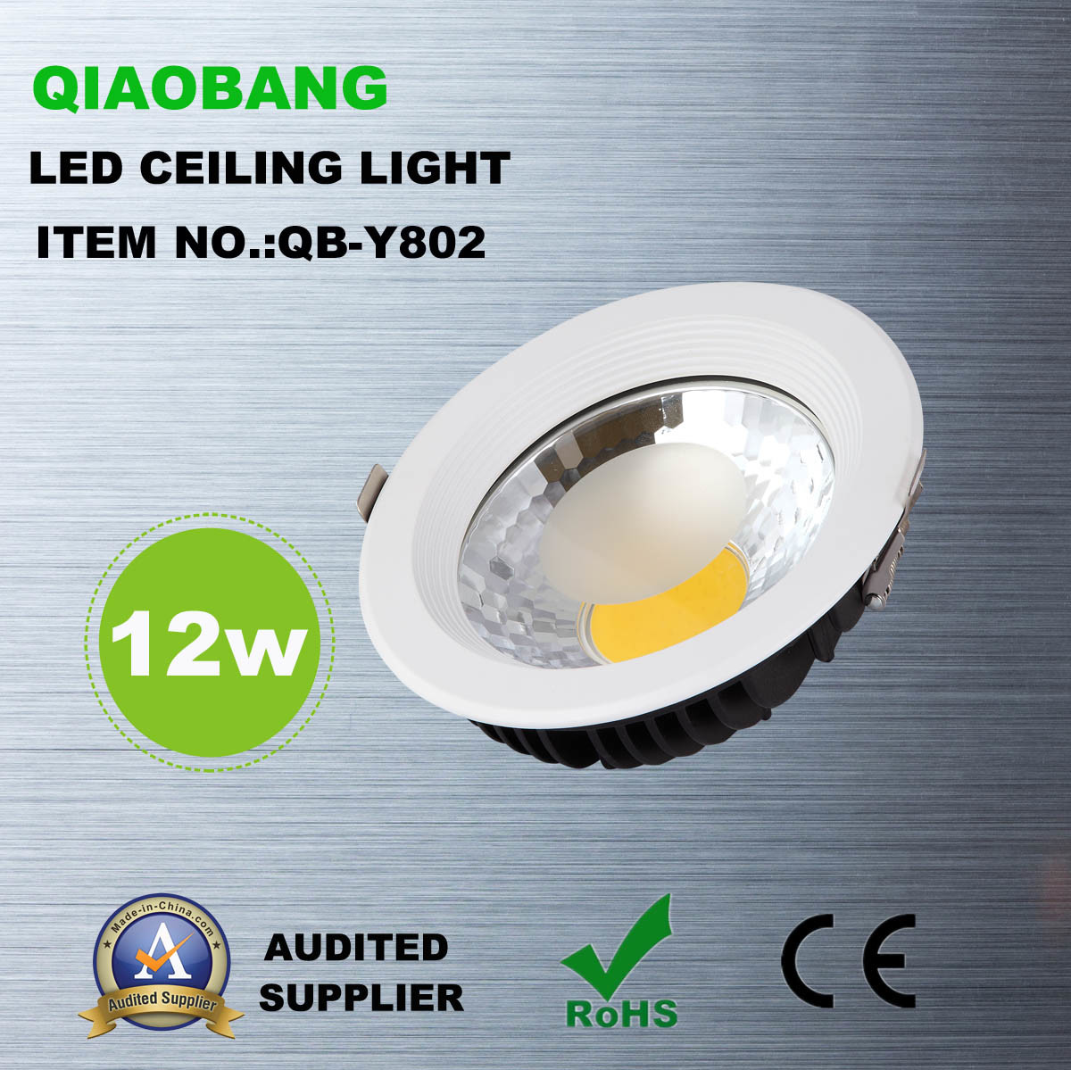 12W COB Dimmable LED Downlight/LED Ceiling Light (QB-Y802)