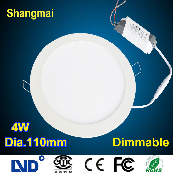 Aluminum+PC Frosted 4W Dimmable LED Ceiling Panel Light