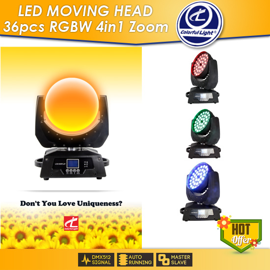 36*10W RGBW 4in1 Zoom LED Moving Stage Light
