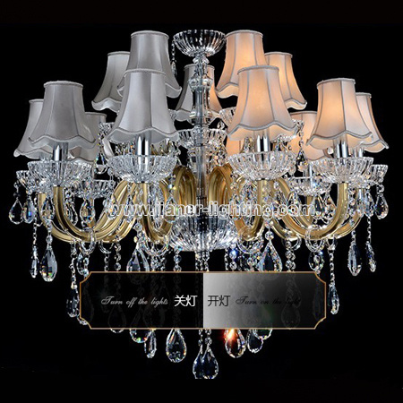 Special Hotel Large Chandelier Crystal Lamp with Fabric Shades