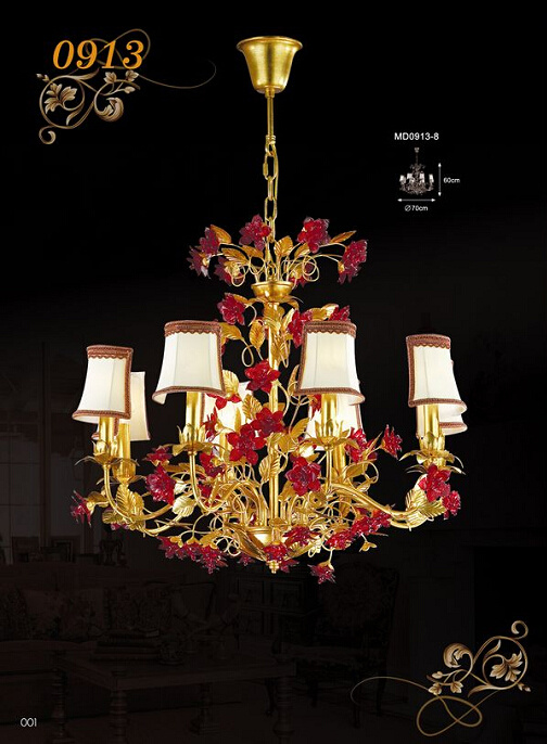 Hotel Lampshade Red Rose Chandelier Pendants (MD0913-8)