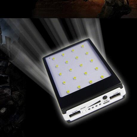 Solar Power Bank + LED Light with USB Cable