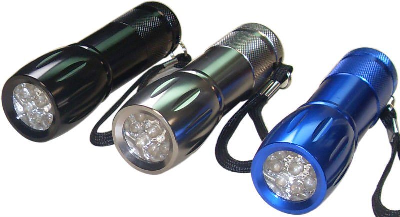 Bowling Shape Aluminum 9 LED Flashlight (YC703WA-9L)