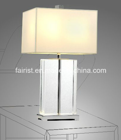 Modern Glass Table Lamp with Cloth Shade
