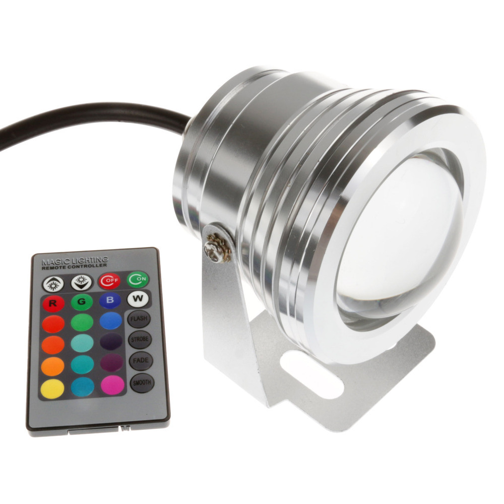 10W 12V Underwater RGB LED Light Waterproof IP68 LED Fountain Pool Lamp with 24key IR Remote Controller (MC-UW-1009)