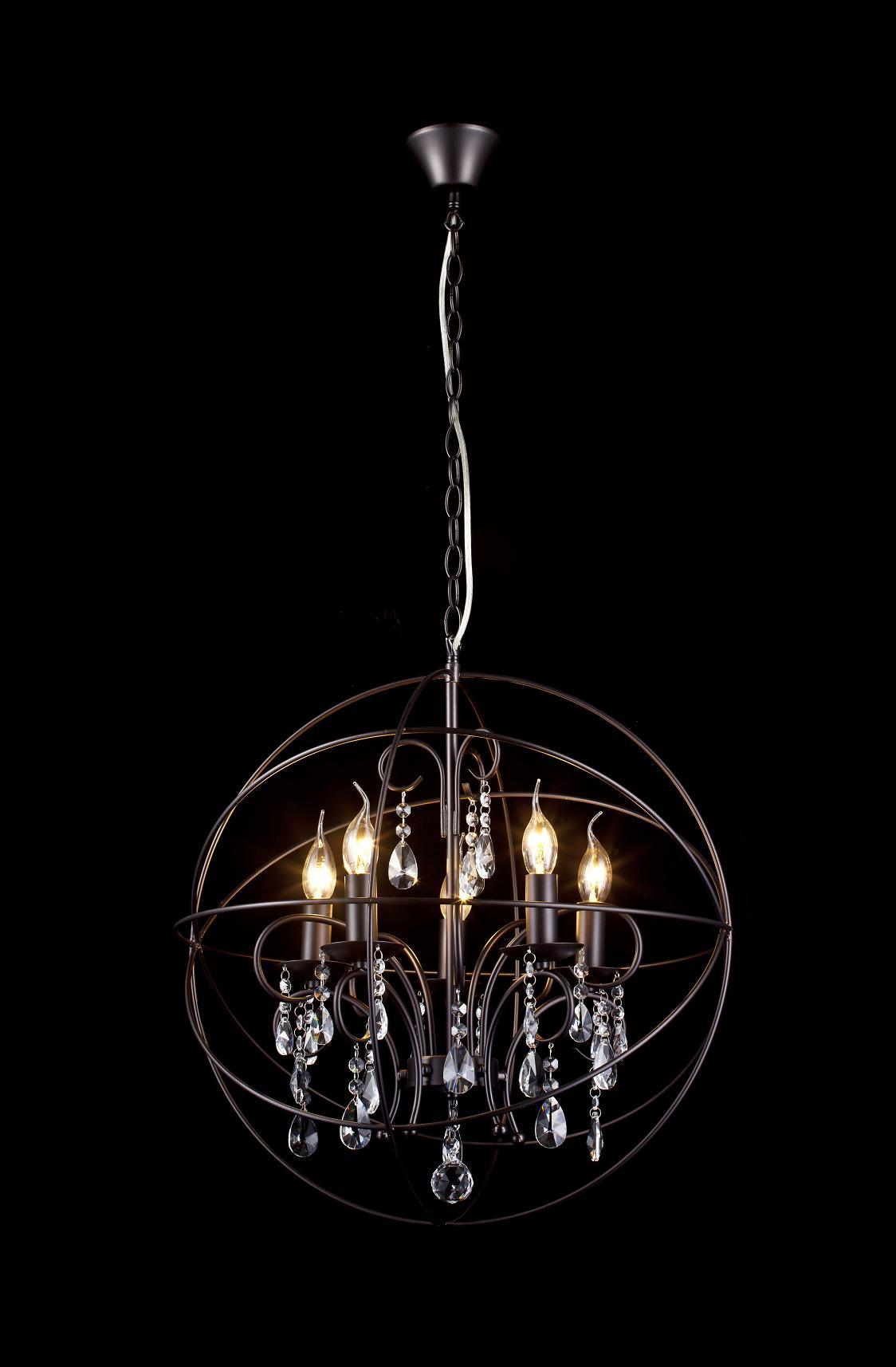 Restoration Iron with Crystal Pendant Lamp Chandelier (8774-5)