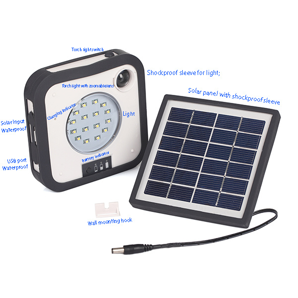 Waterproof Shockproof Portable Solar LED Light L300f with Torch