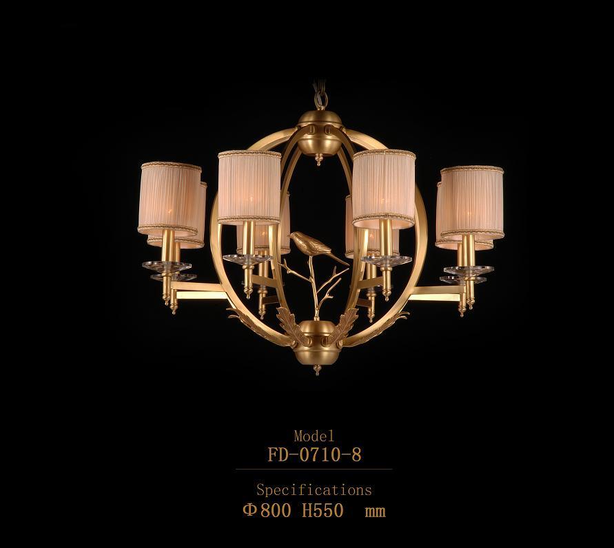 Classical Brass with Lampshade Pendant Chandelier (FD-0710-8)