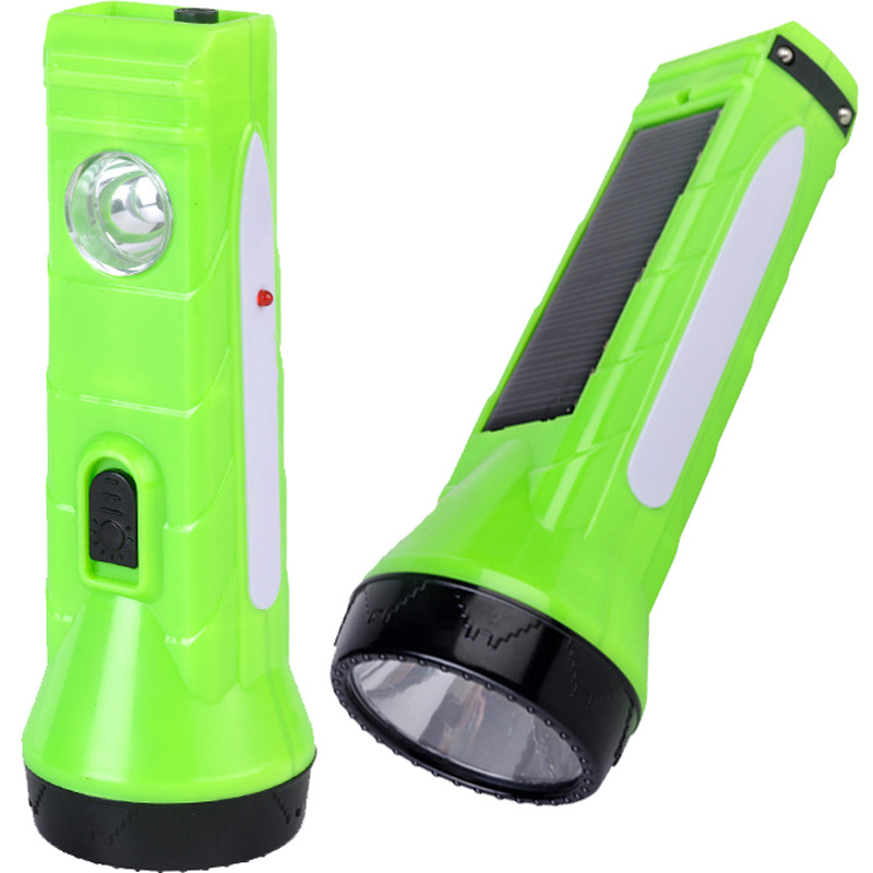 Solar LED Flashlight with Rechargeable Battery