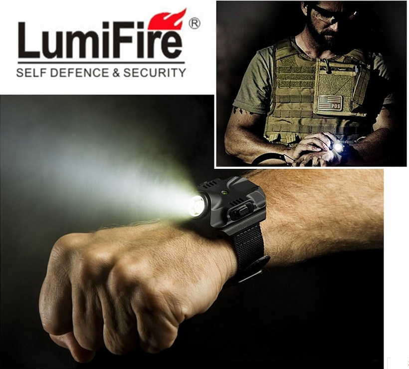 Lumifire B99 LED Rechargeable Tactical Flashlight Lamp Night Running Equipment LED Wrist Light Glare Lighting Watch Flashlight