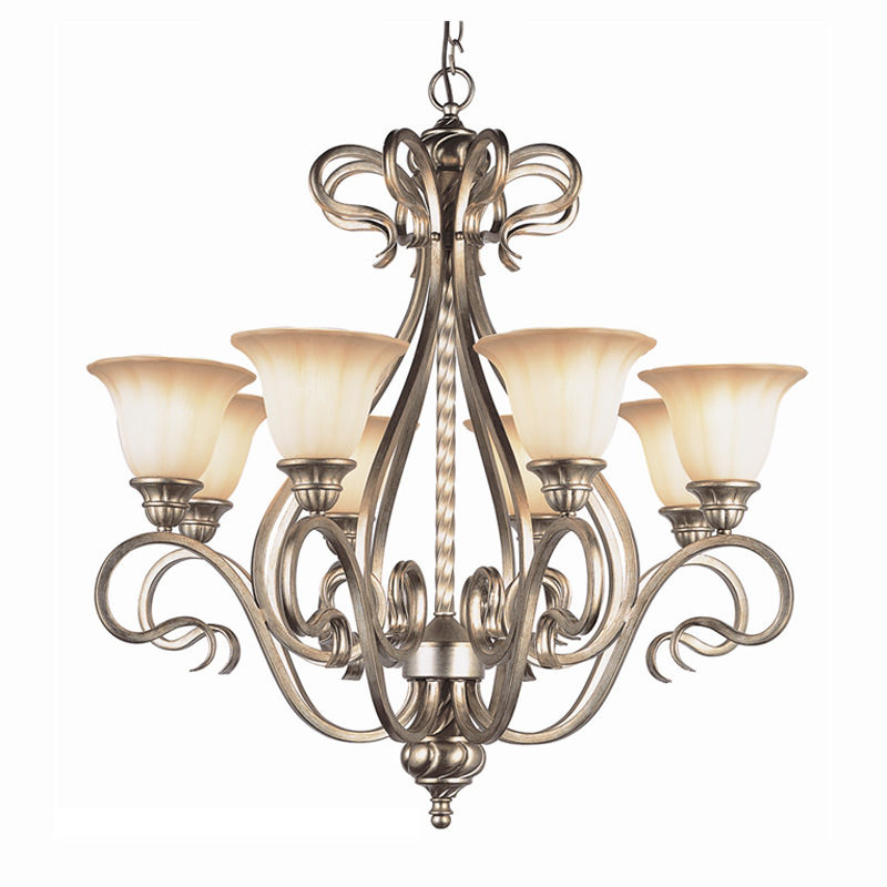 Steel Antique Chandelier with Glass Shade (CH-850-5011X8)