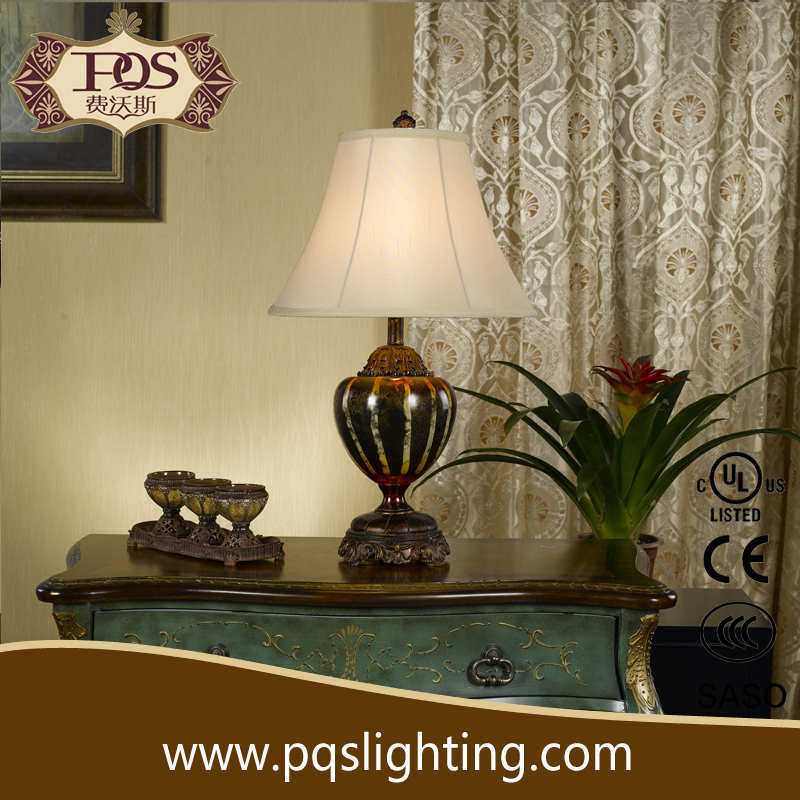 Elegant Traditional Brown White Shade Table Lamp