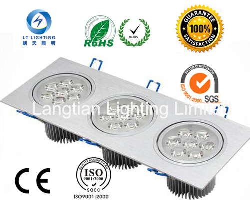 Lt 21W Three Head LED Silver Grille Lamp/Down Light/ Bean Pot Light/Bean Gall Light for House and Commerce