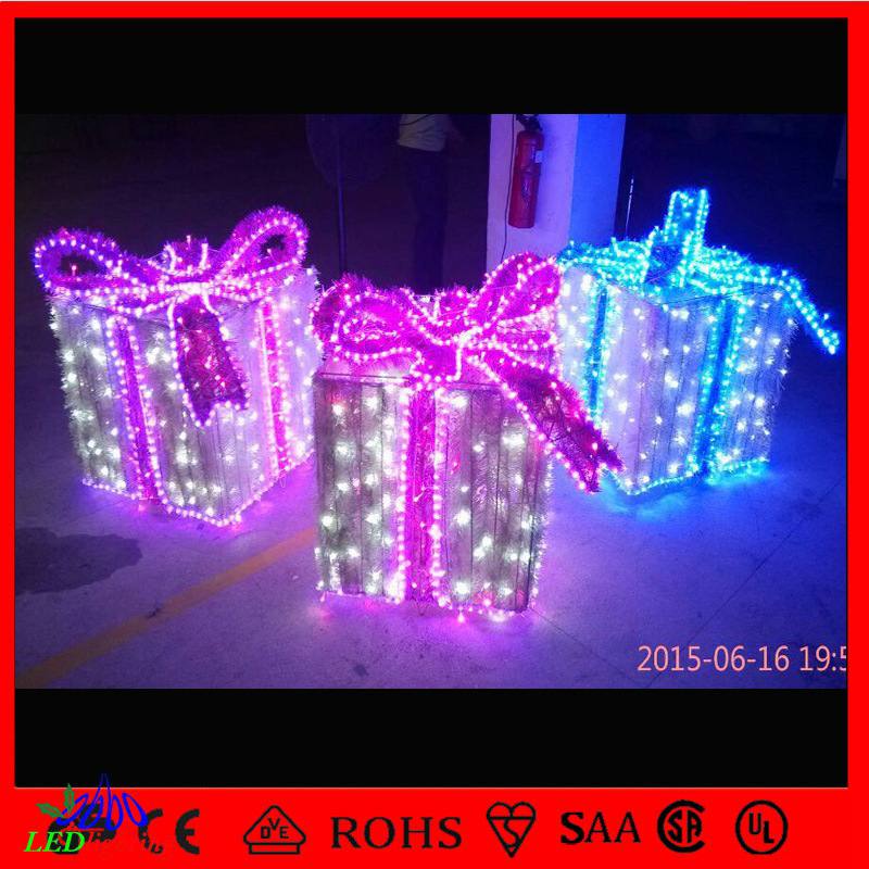 Outdoor Colorful Gift Boxes Display Christmas LED Decoration Lights