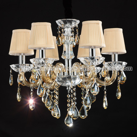 Tradiontional Beautiful Crystal Chandelier in Glass Structure with Gold Color