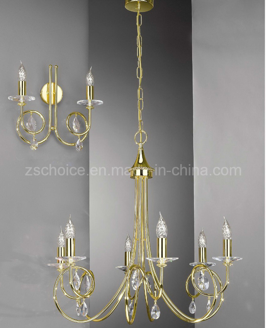 Modern Golden Iron Crystal Pendant Lamp Chandelier