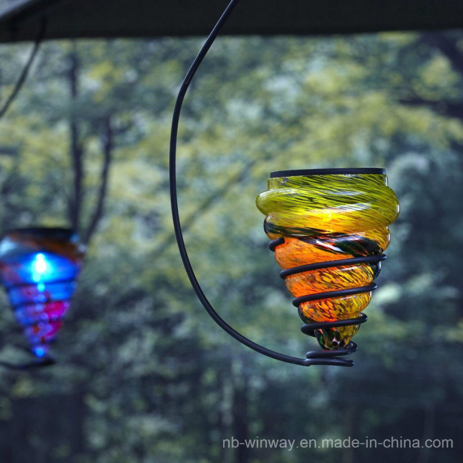 Solar Powered Hanging Decorative Art Glass LED Light