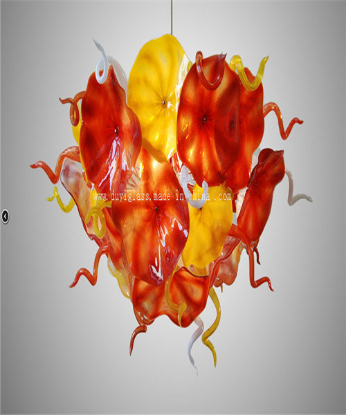 Red and Yellow Decoration Glass Chandelier for House