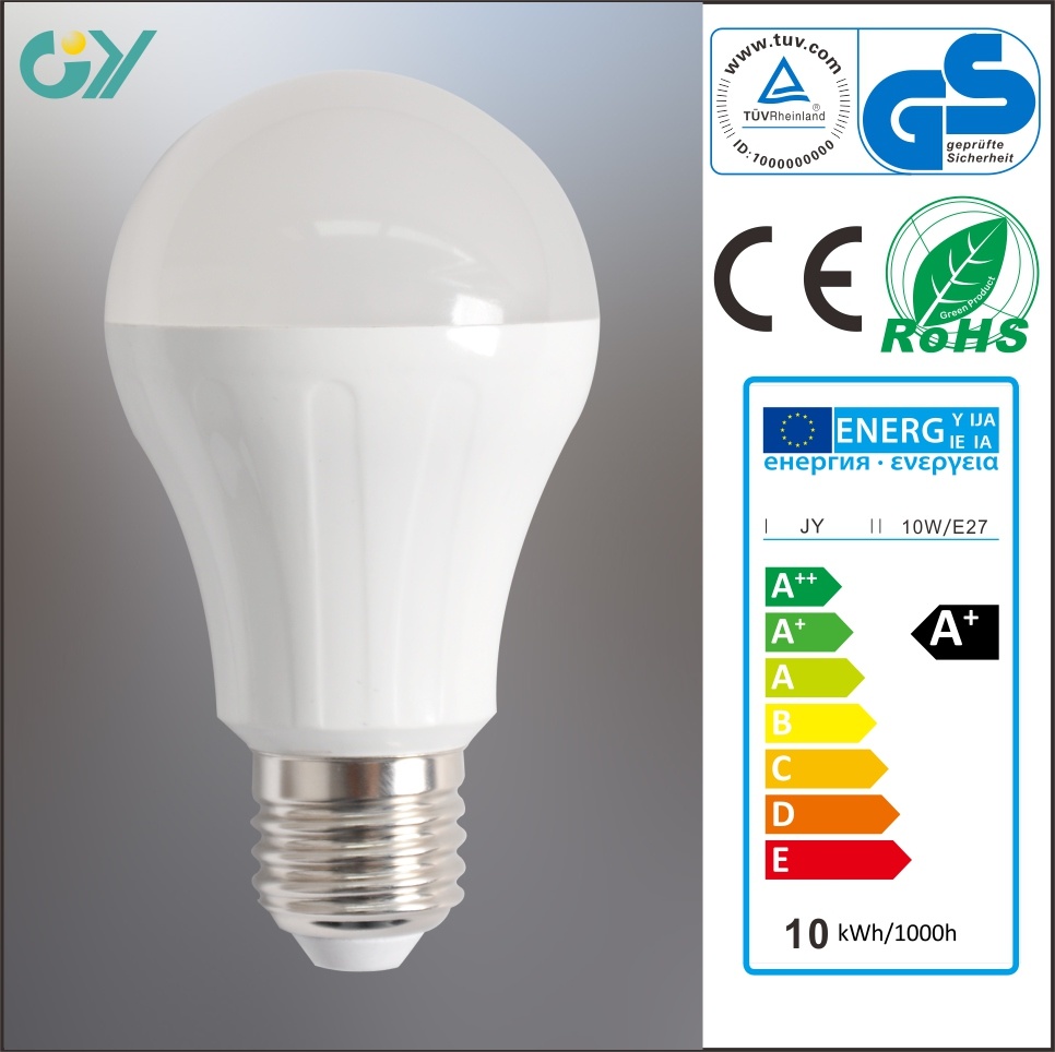 Aluminum and Plastic A60 9W 6000k LED Light Bulb