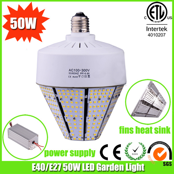 E27 50W Pure White LED Pole Street Light with ETL Approved