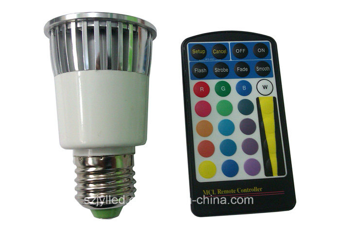 E27 RGB 16 Color LED Bulb Spotlight with IR Remote