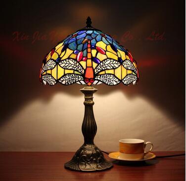 Tiffany table Lamp Flower Shade Stained Glass Table Lamp Wholesale Price Antique Style Glass table Lamp
