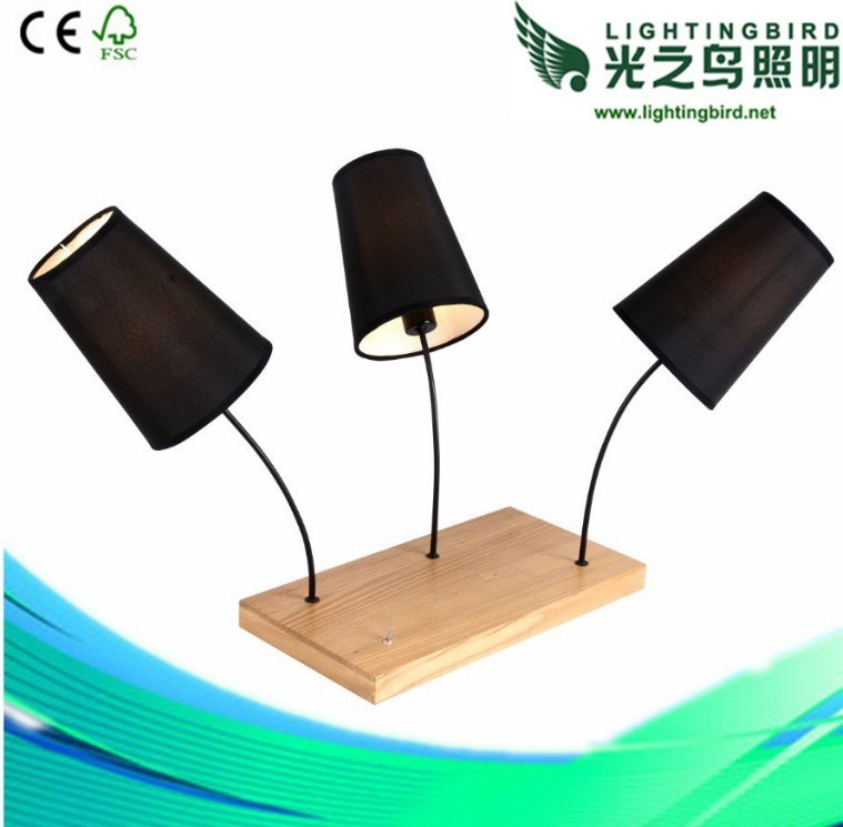 Lightingbird Reading Wood Table Lamp with Fabric Shade (LBMT-CLC)