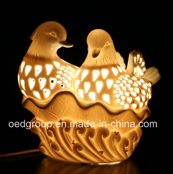 Ceramic Manual Night Light, Mandarin Duck Lamp