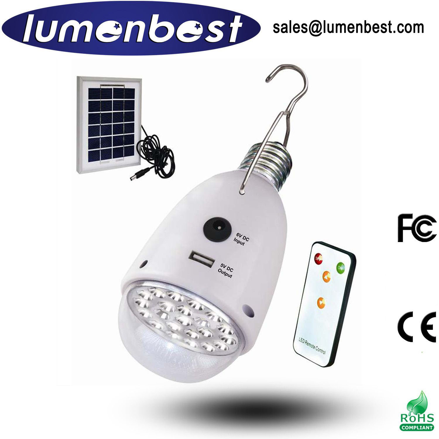 Rechargeable Energy Saving Powered Lamp Outdoor/Street/Garden Solar LED Emergency Light