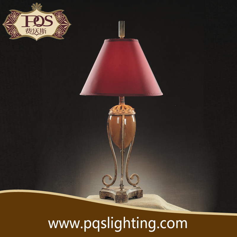 Red Shade Resin Table Lamp